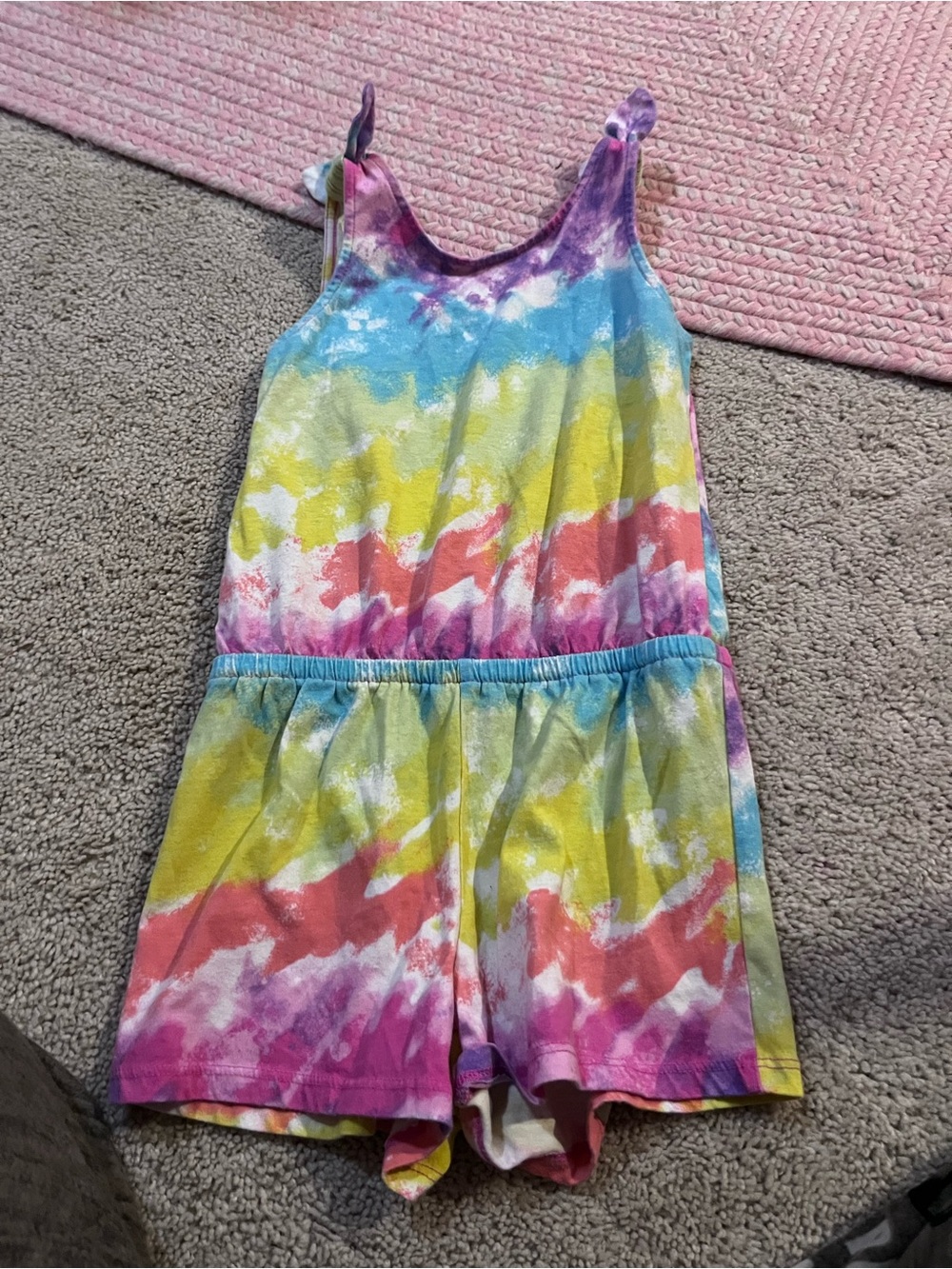Girls' Multicolor Tie-Dye Tank Romper